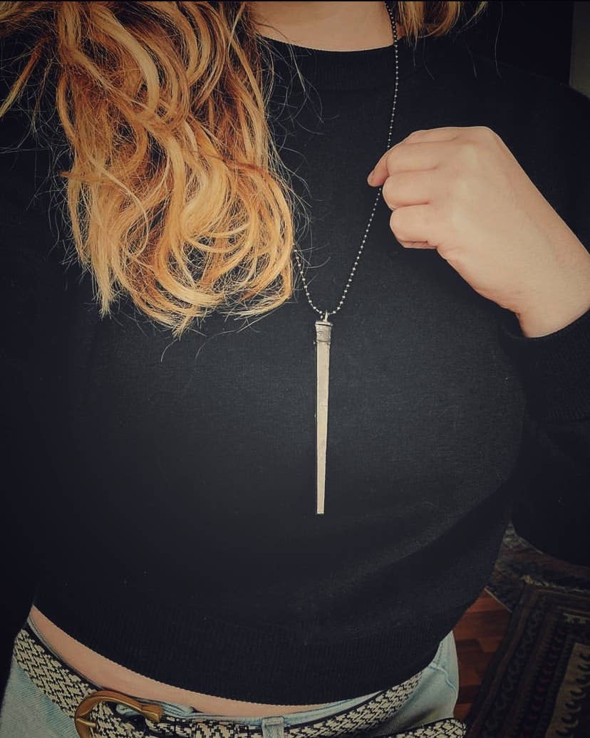 Coffin Nail Necklace - Gunmetal