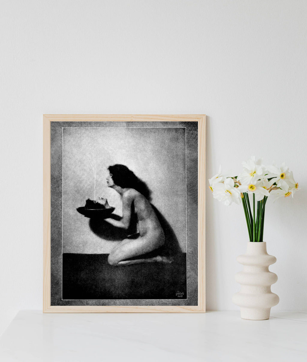 Lady With Head In A Bowl Print