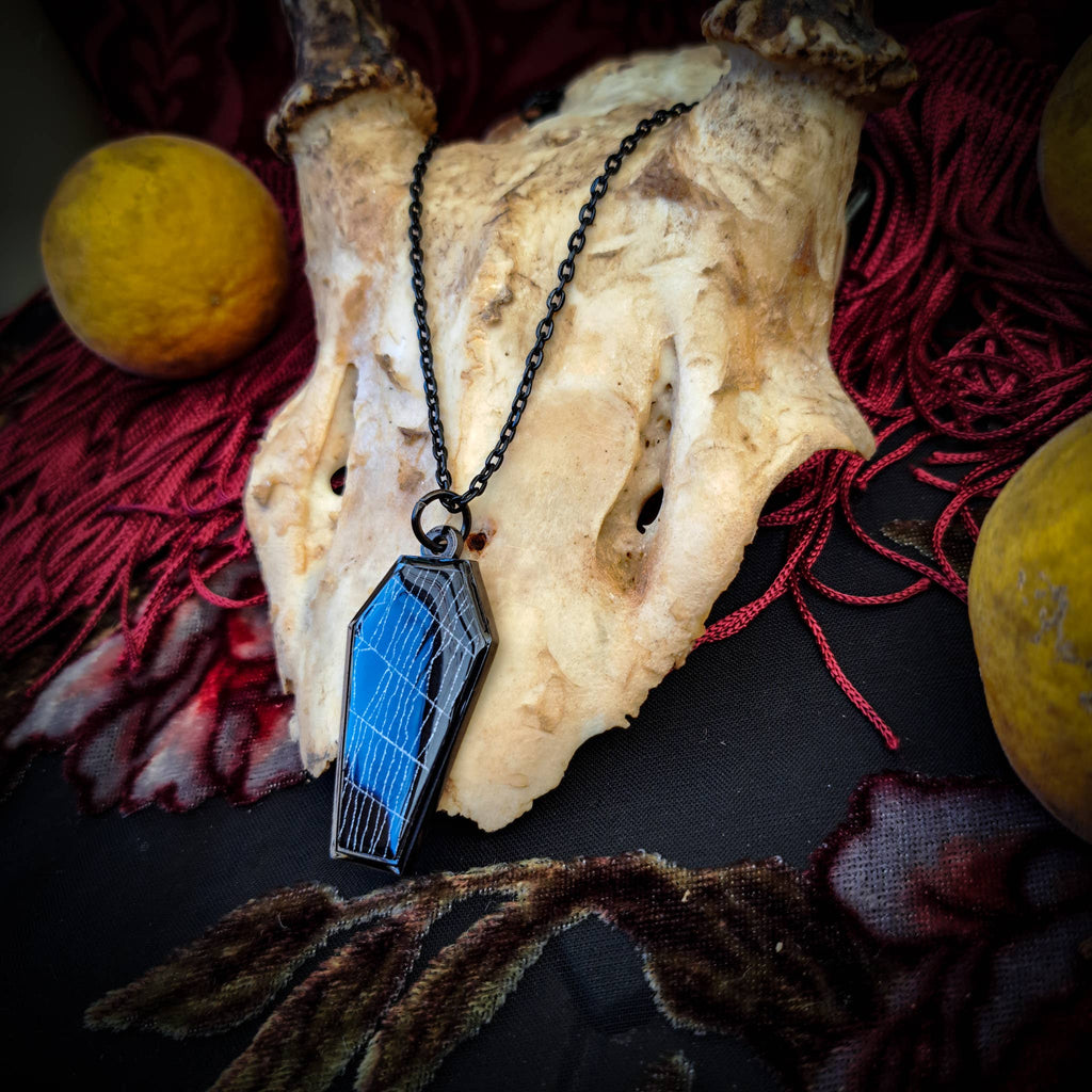 Real Spiderweb Coffin in Black (Necklace)