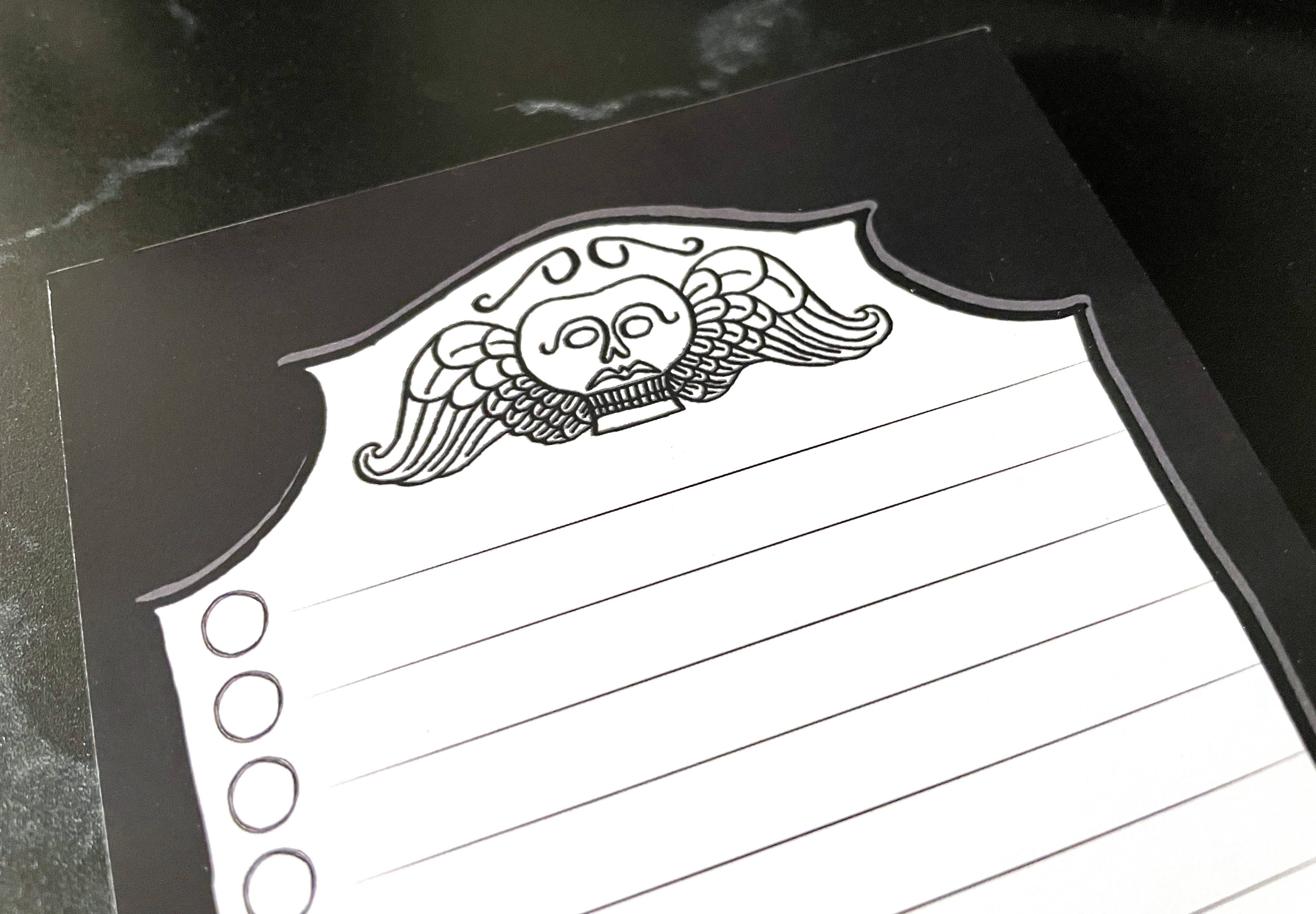 Memento Mori Notepad, Goth, Spooky Themed Stationery
