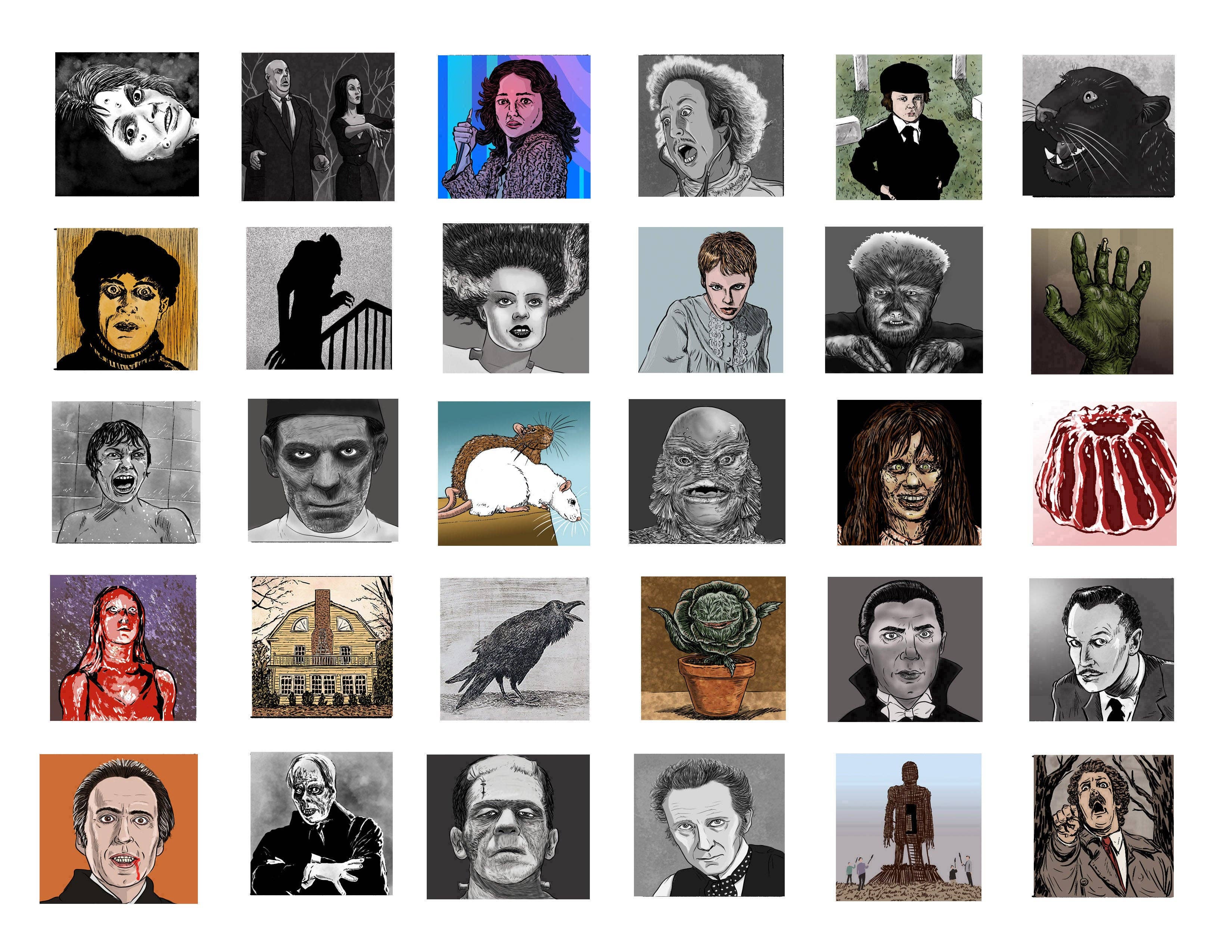 Classic Horror Month of Movies Calendar