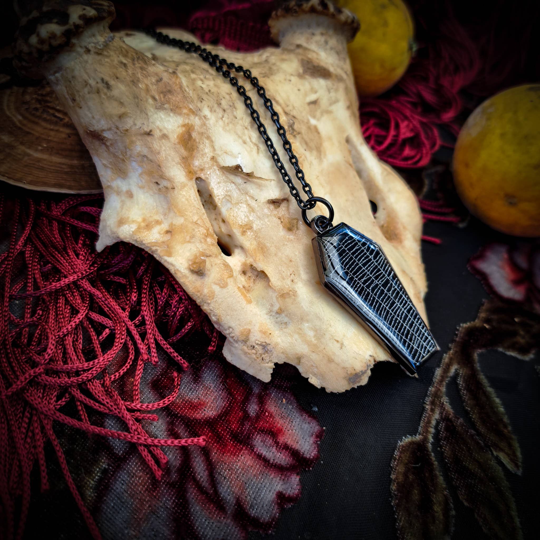 Real Spiderweb Coffin in Black (Necklace)