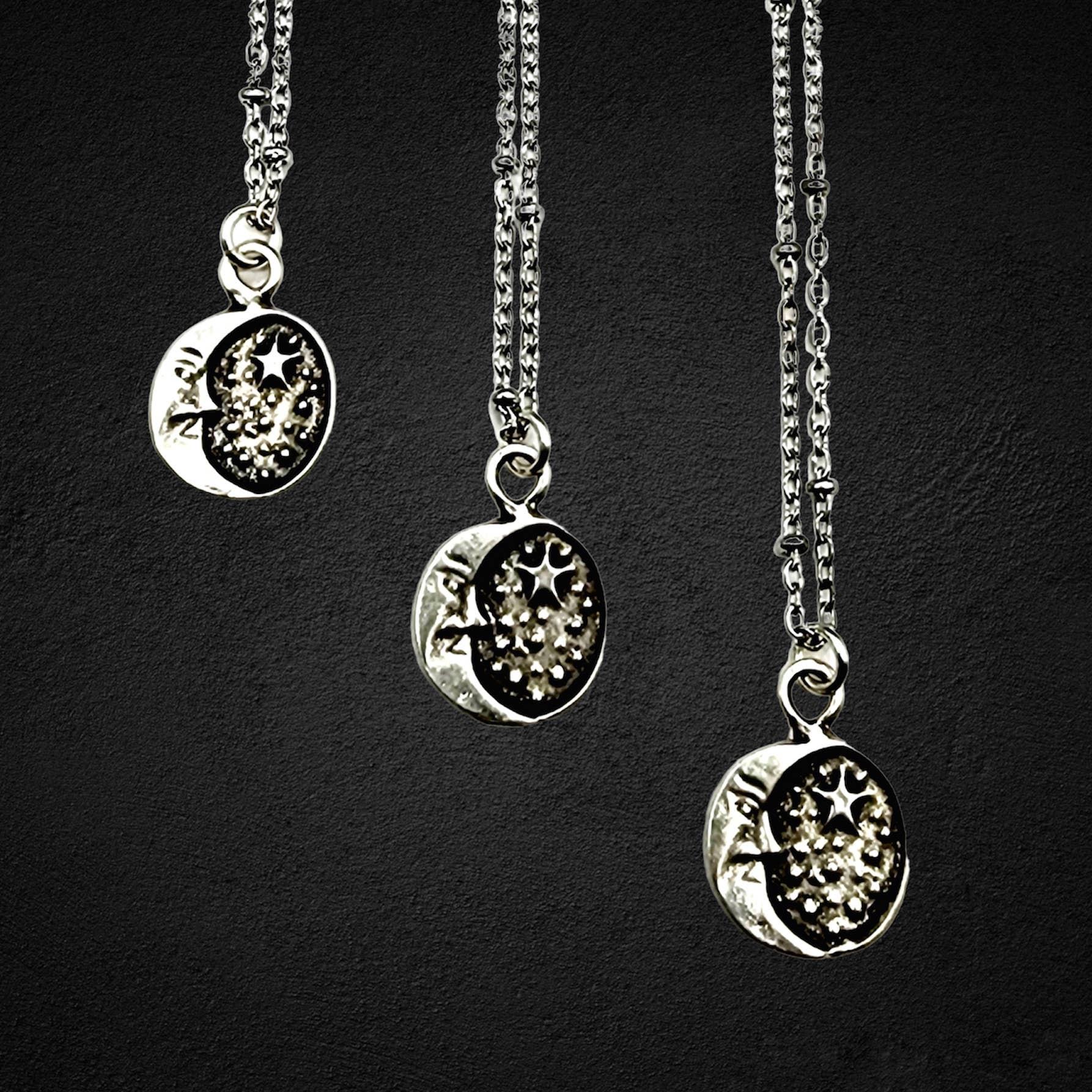 Antique Silver Starry Night Necklace
