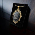 Real Spiderweb Large Filigree Cabochon Antique Brass