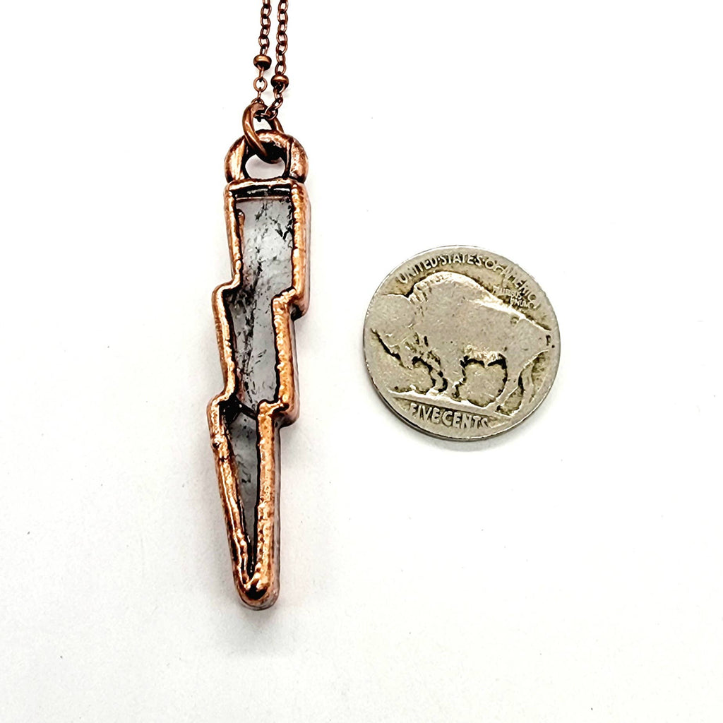 Lightning Bolt Necklace - Clear Quartz / Antique Copper