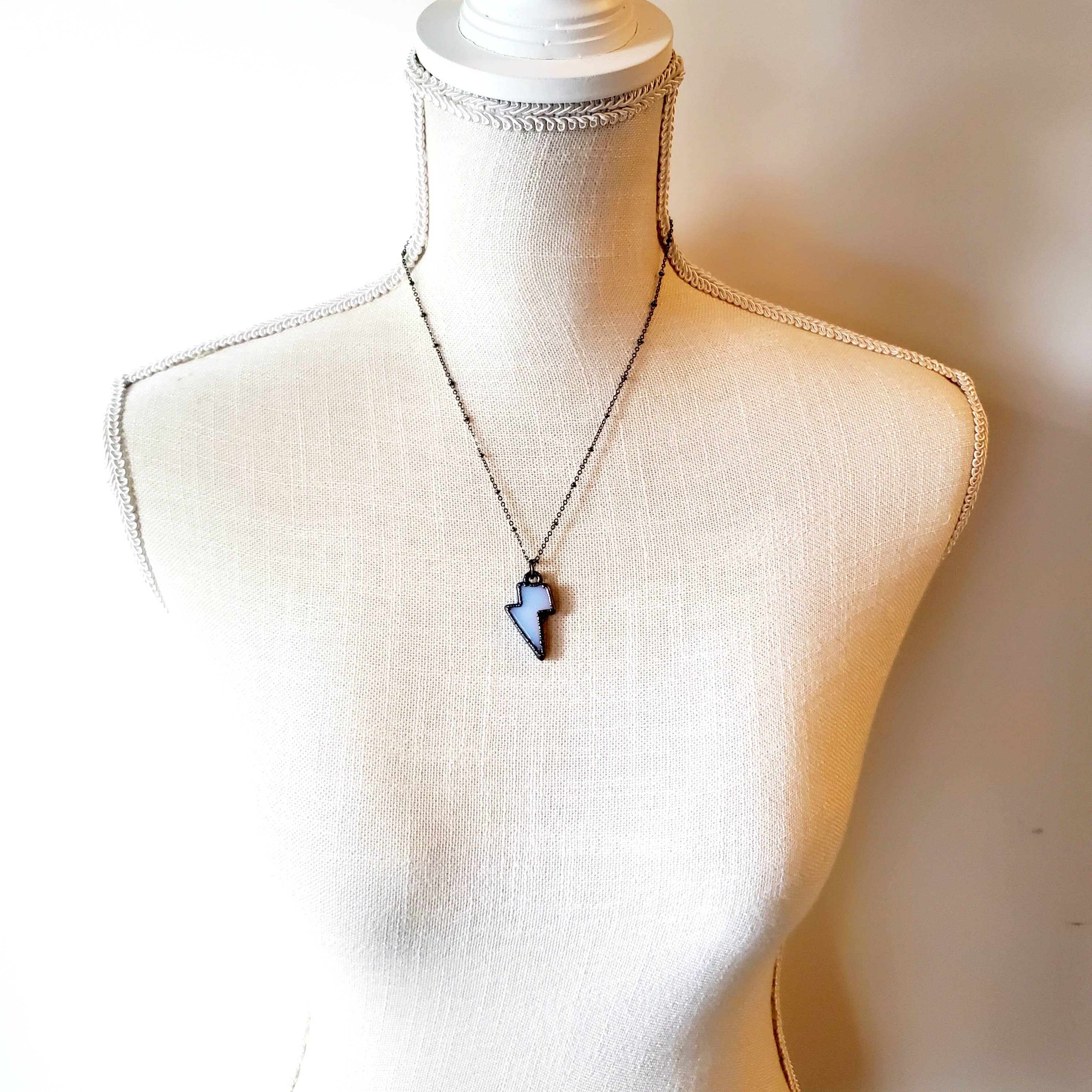 Lightning Bolt Necklace - Opalite