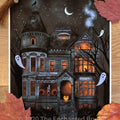 Spooky haunted Victorian house Halloween art print