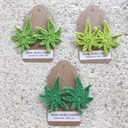 Crochet Hemp Leaf  Drop Earrings