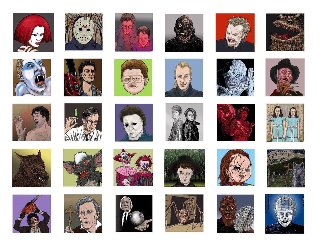 80s Horror Month of Movies Calendar