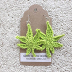 Crochet Hemp Leaf  Drop Earrings
