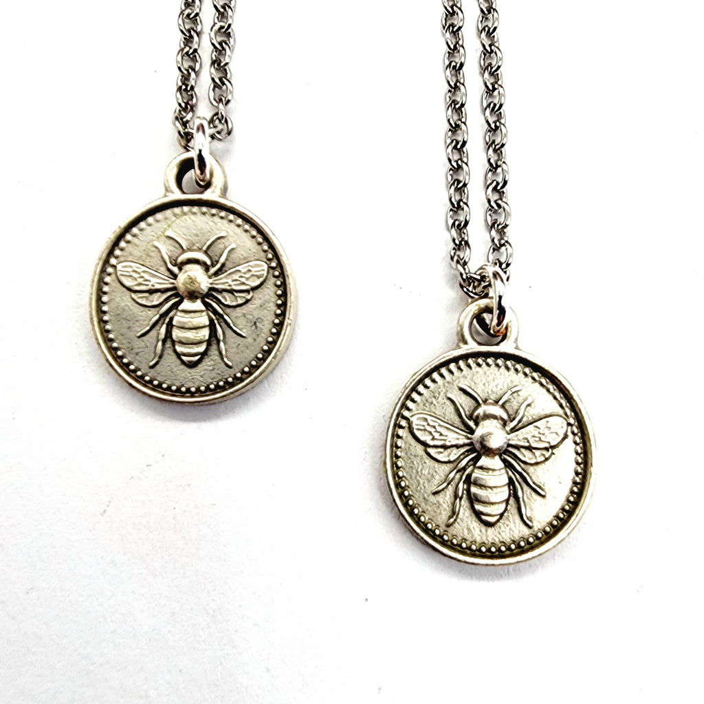 Silver Honeybee Coin Necklace