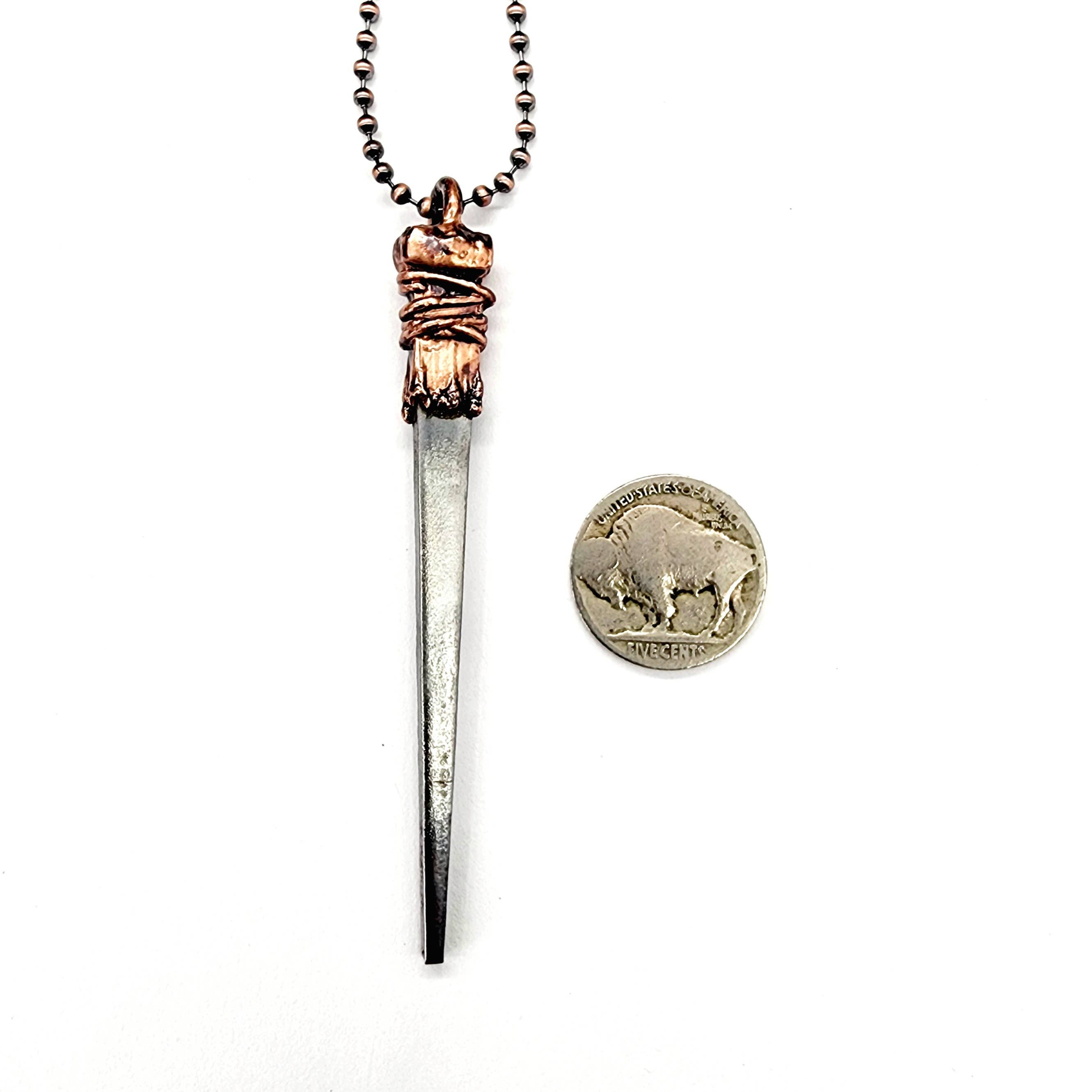 Coffin Nail Necklace - Antique Copper