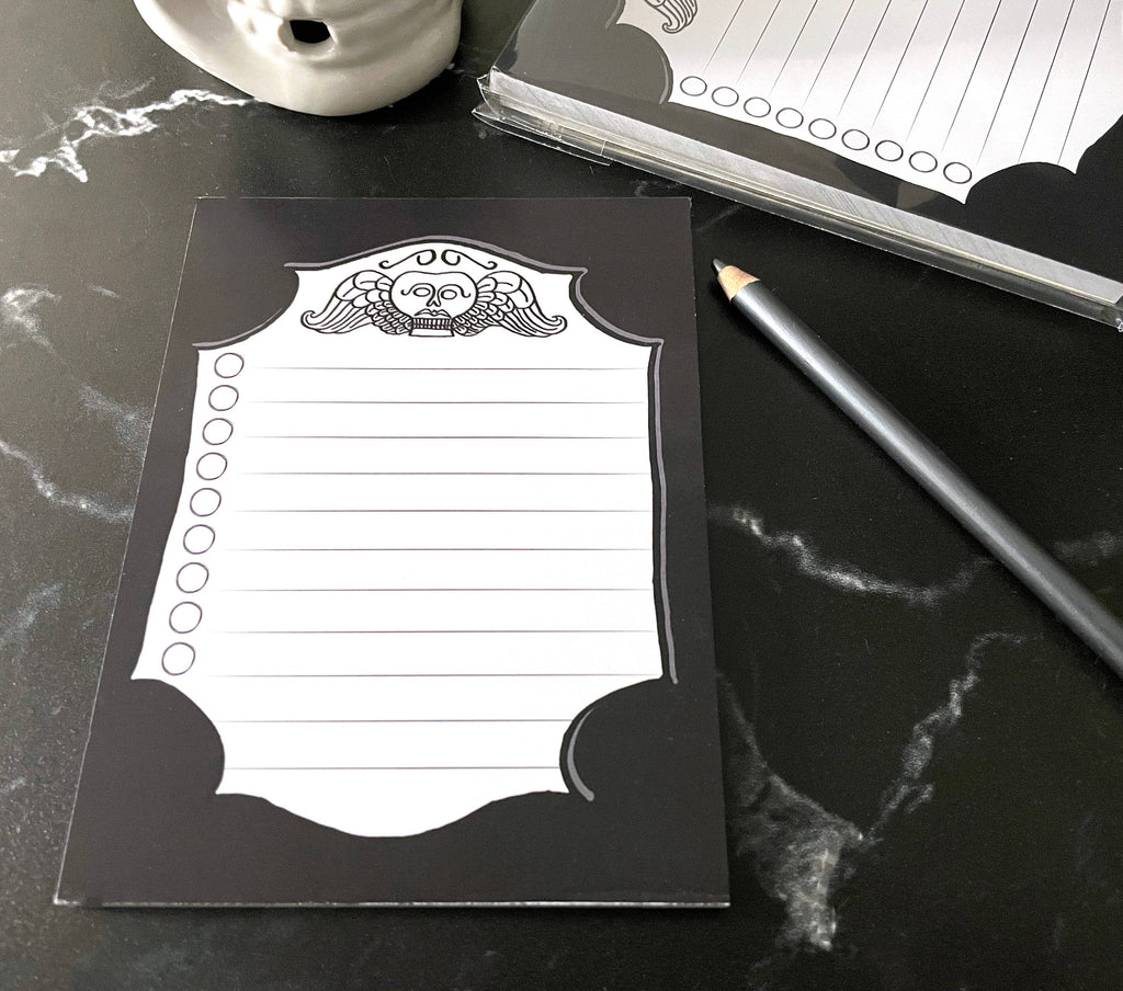 Memento Mori Notepad, Goth, Spooky Themed Stationery