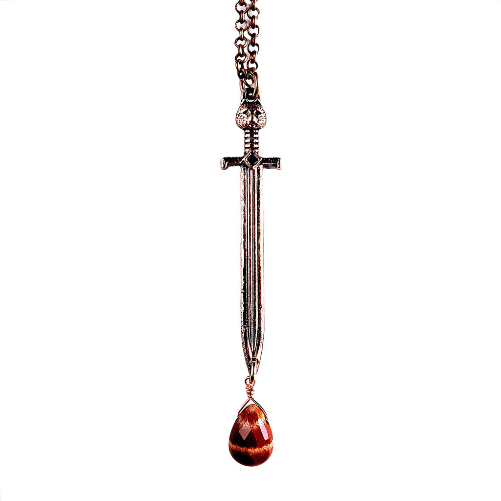 Double Edged Sword Necklace - Antique Copper