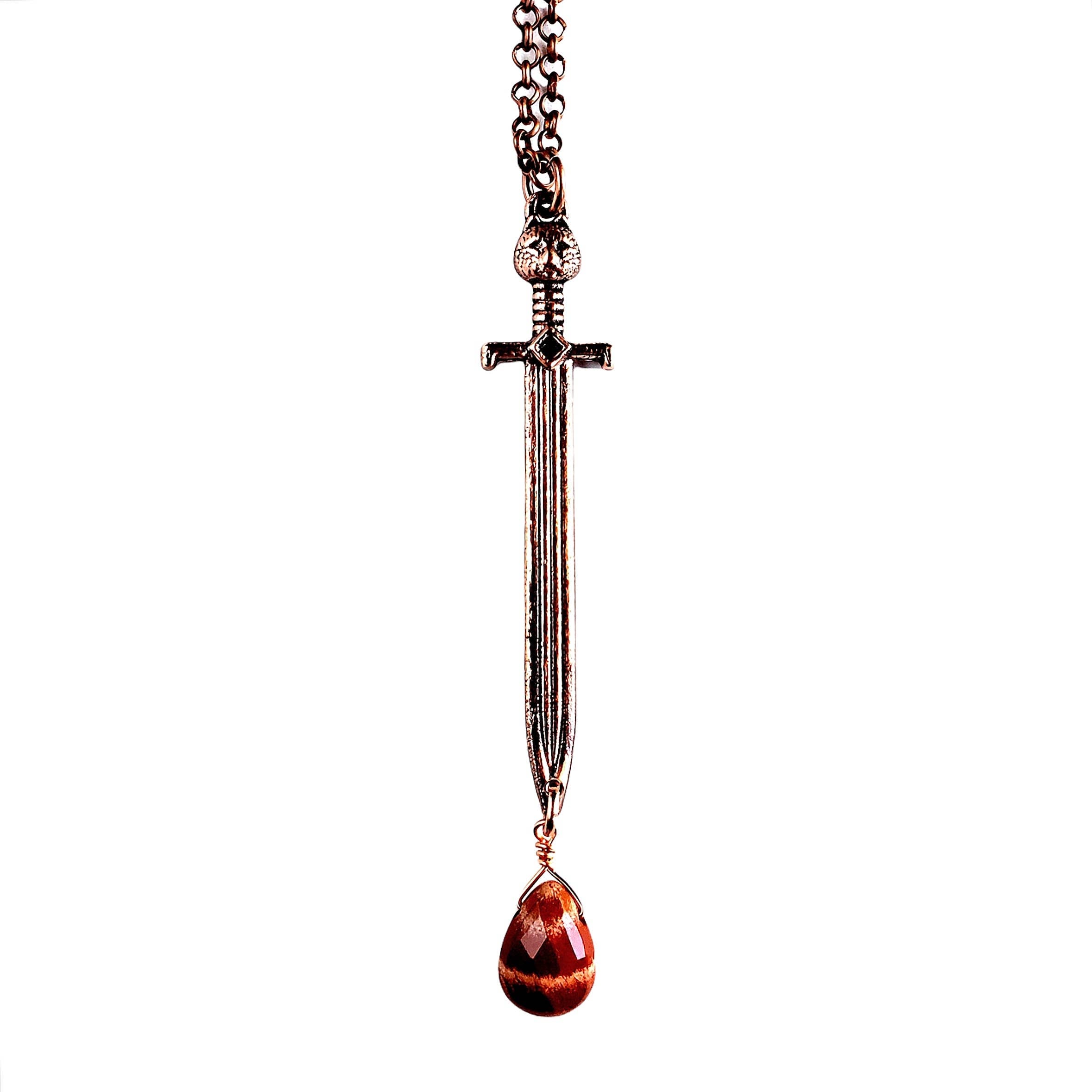 Double Edged Sword Necklace - Antique Copper
