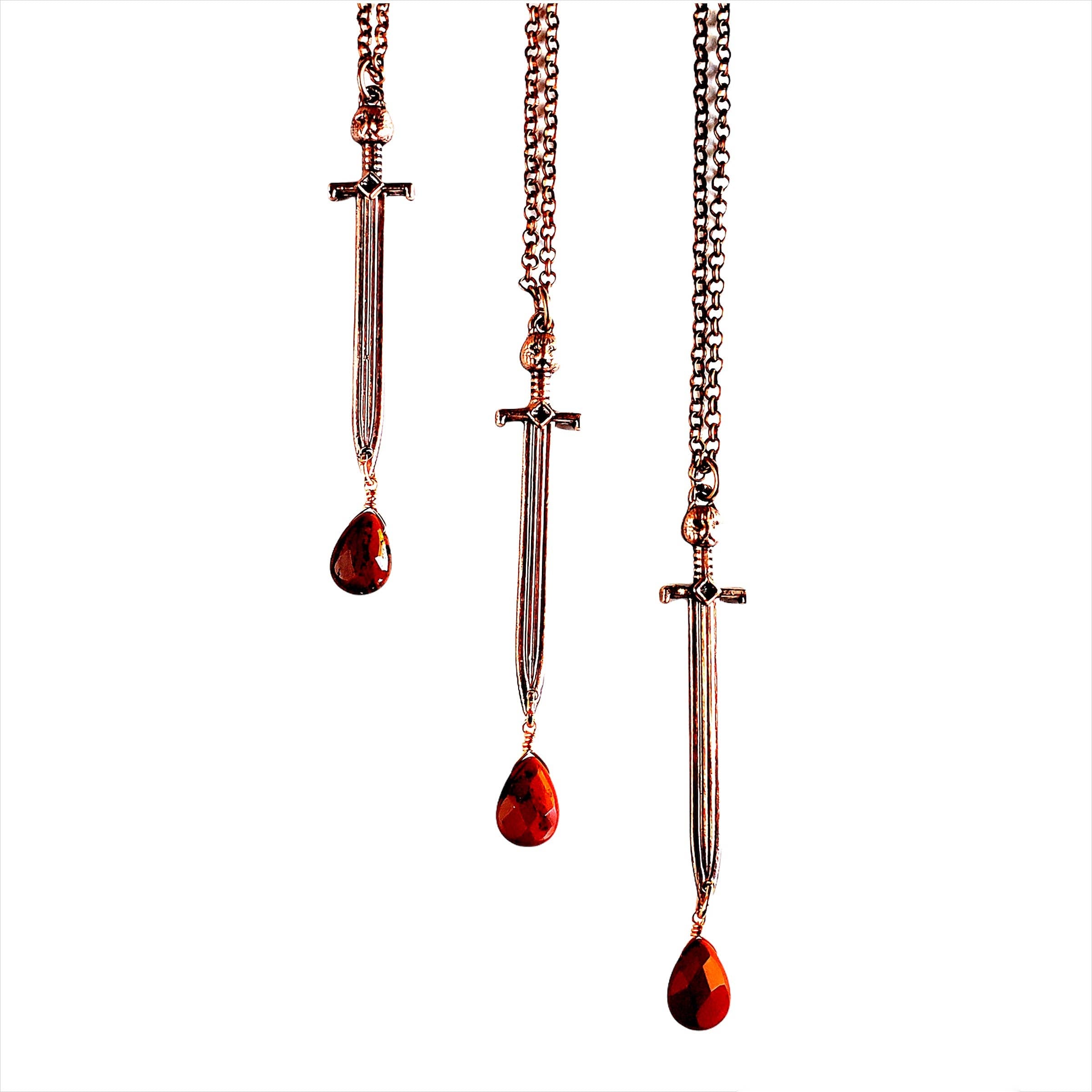 Double Edged Sword Necklace - Antique Copper