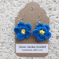 Crochet Cotton Forget Me Not Flower Drop Earrings