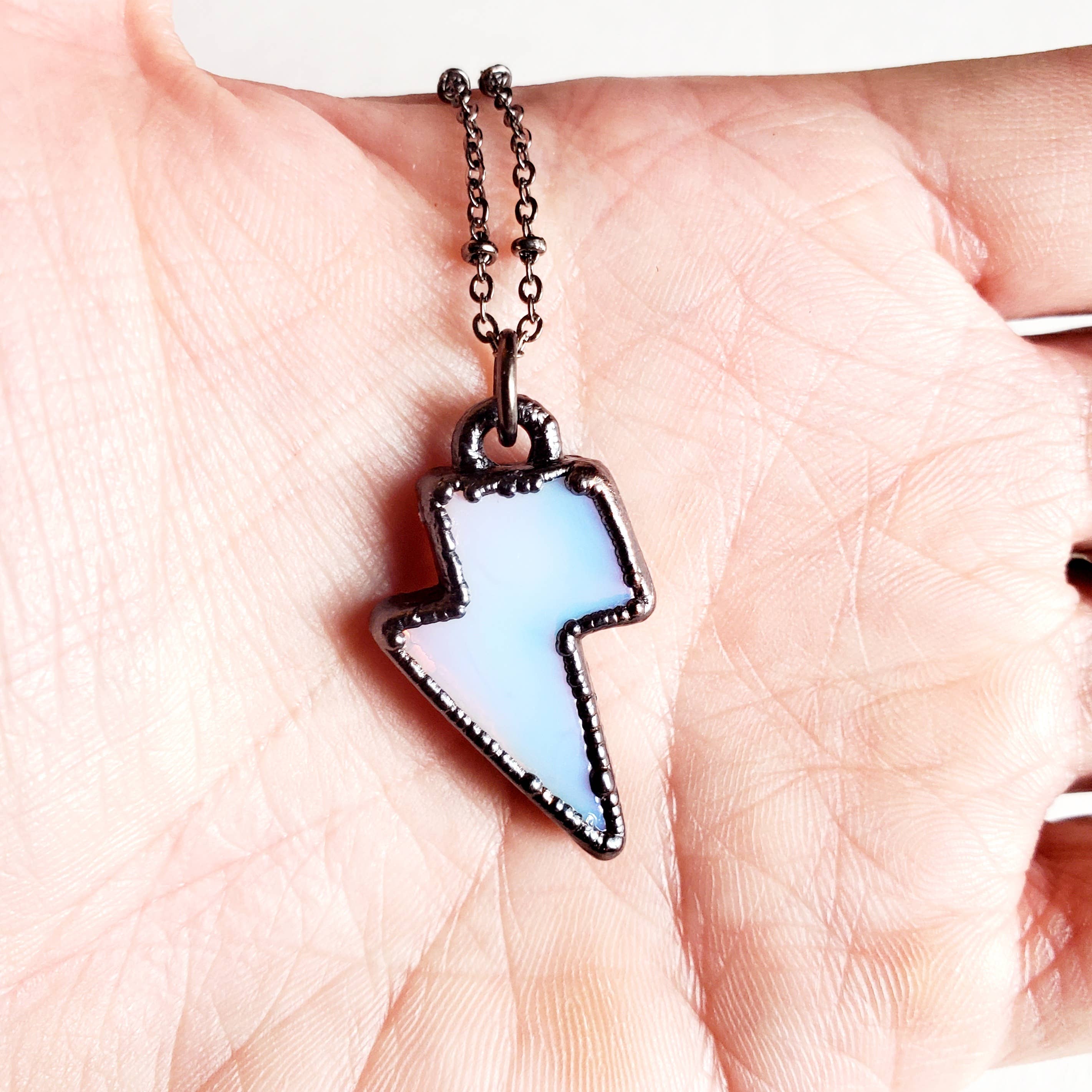 Lightning Bolt Necklace - Opalite