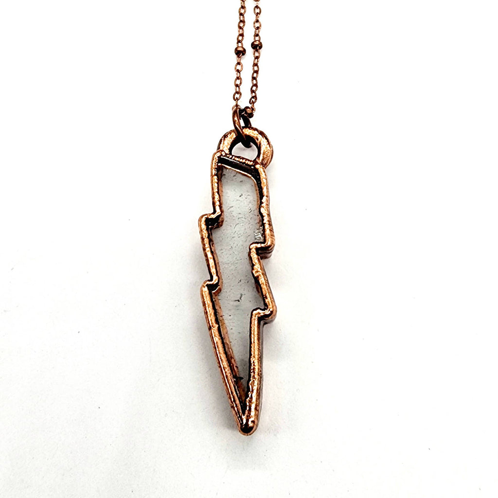 Lightning Bolt Necklace - Clear Quartz / Antique Copper
