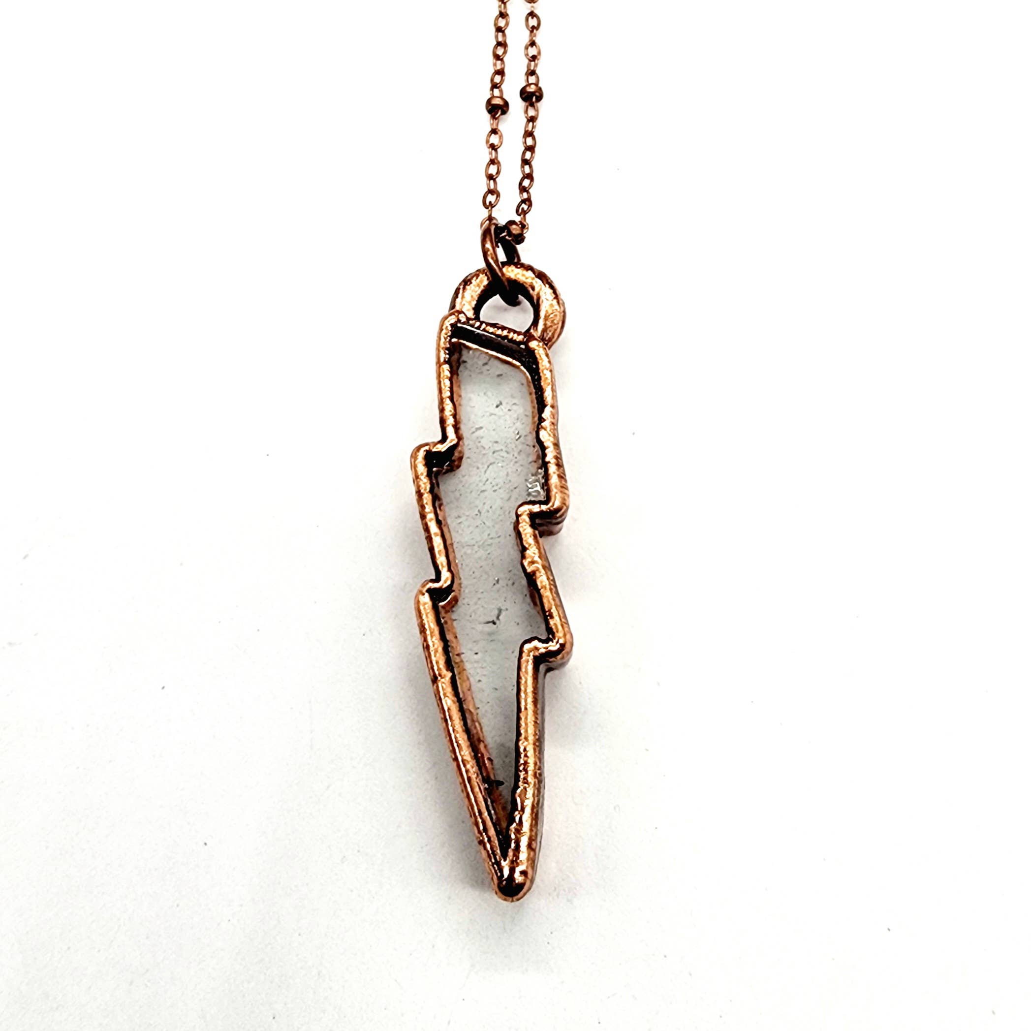 Lightning Bolt Necklace - Clear Quartz / Antique Copper