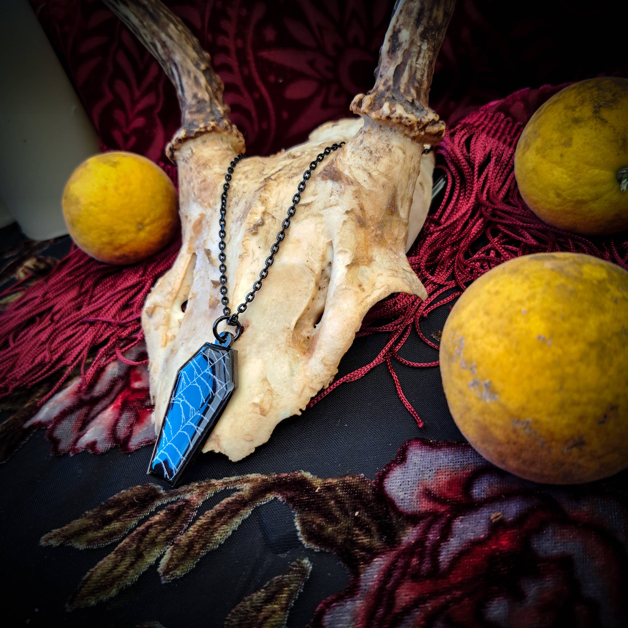 Real Spiderweb Coffin in Black (Necklace)