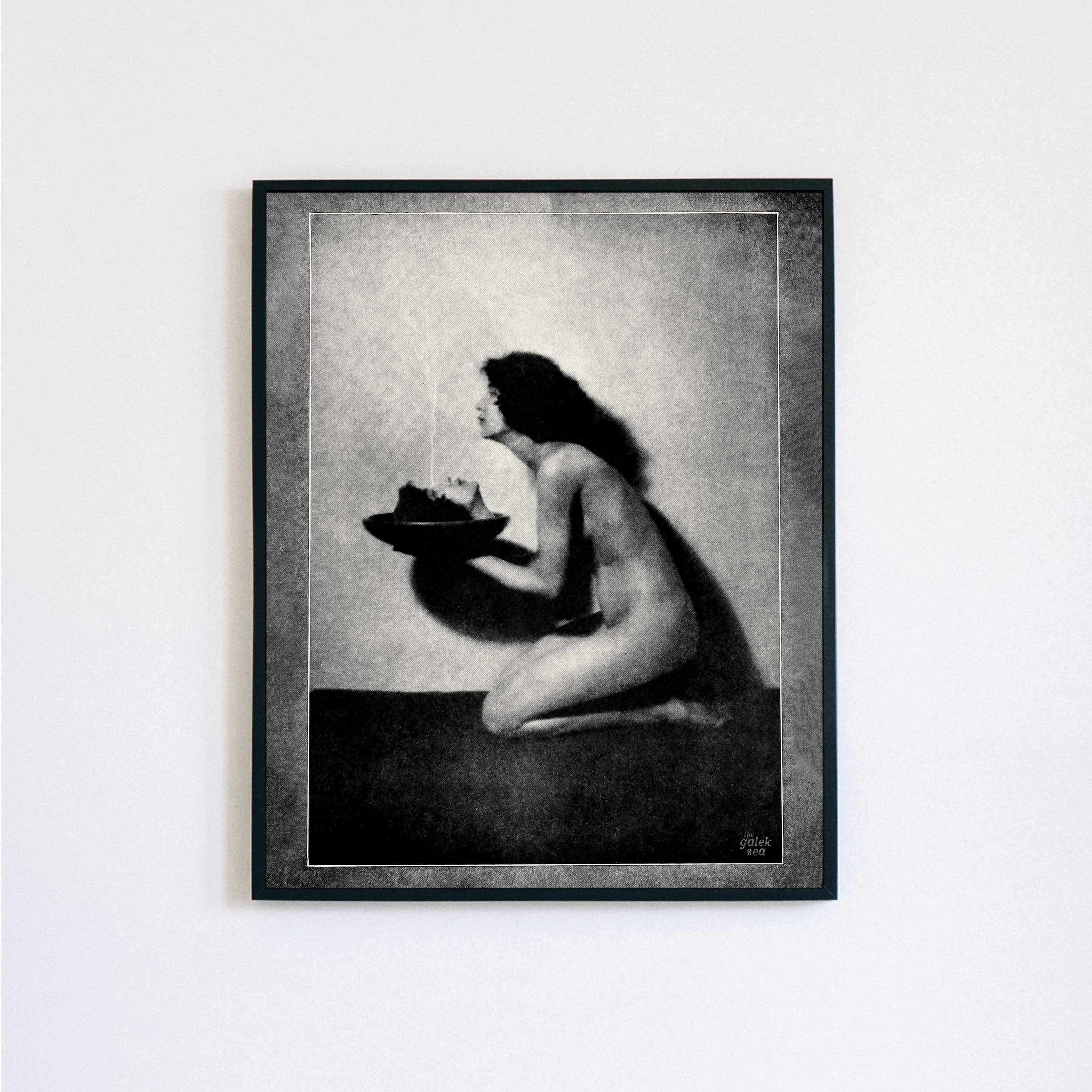 Lady With Head In A Bowl Print