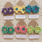 Bright Colorful Daisy Flower Crochet  Drop  Earrings