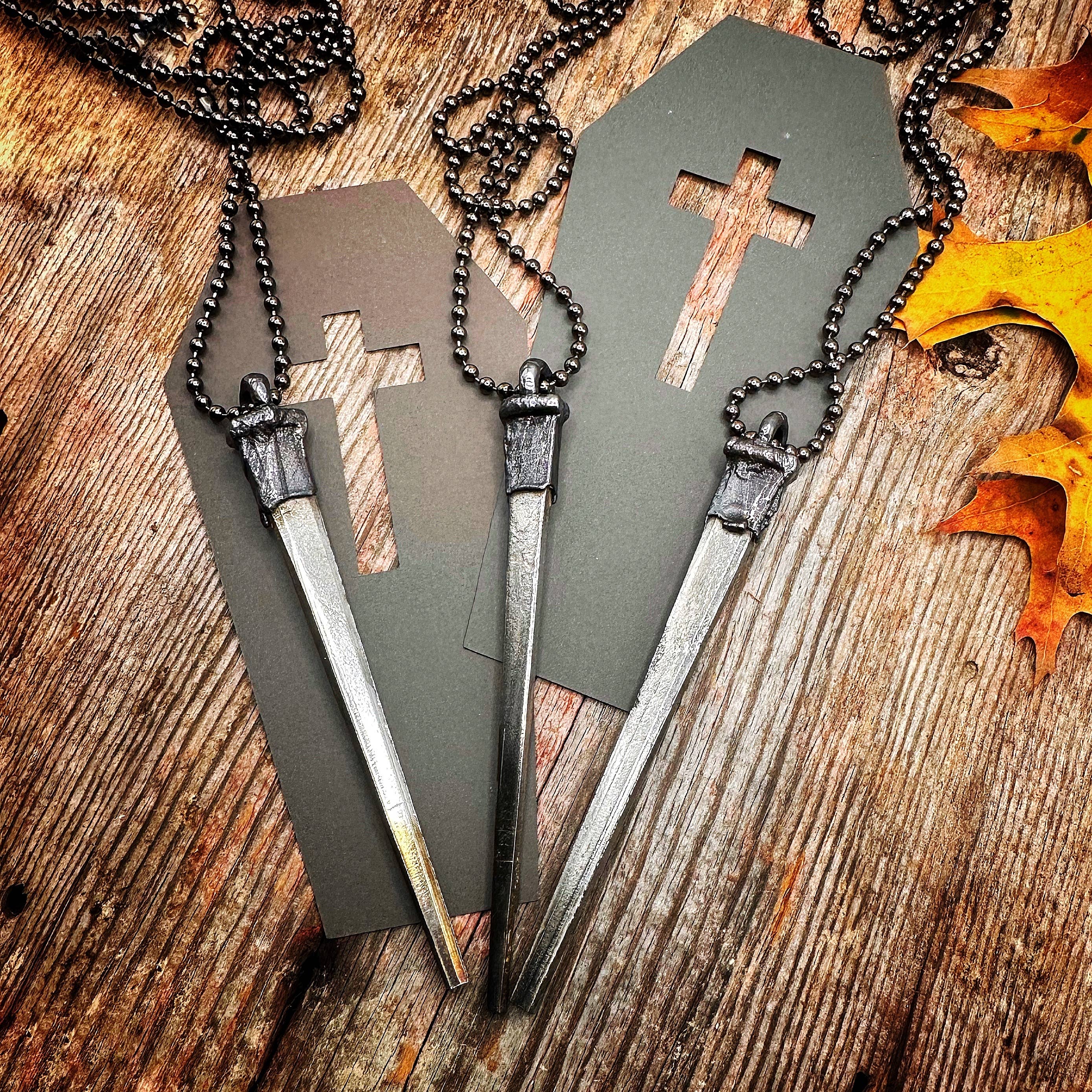 Coffin Nail Necklace - Gunmetal
