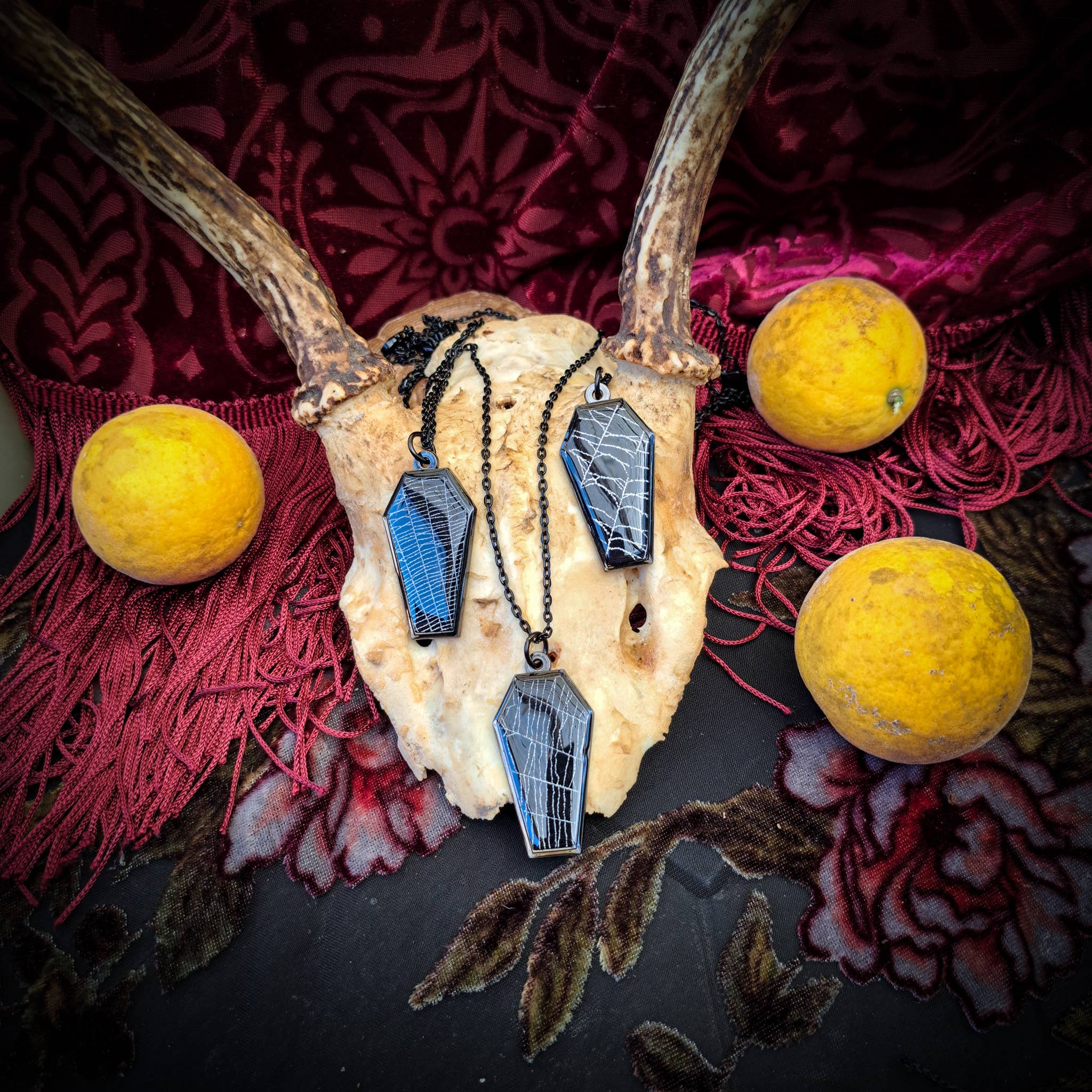 Real Spiderweb Coffin in Black (Necklace)