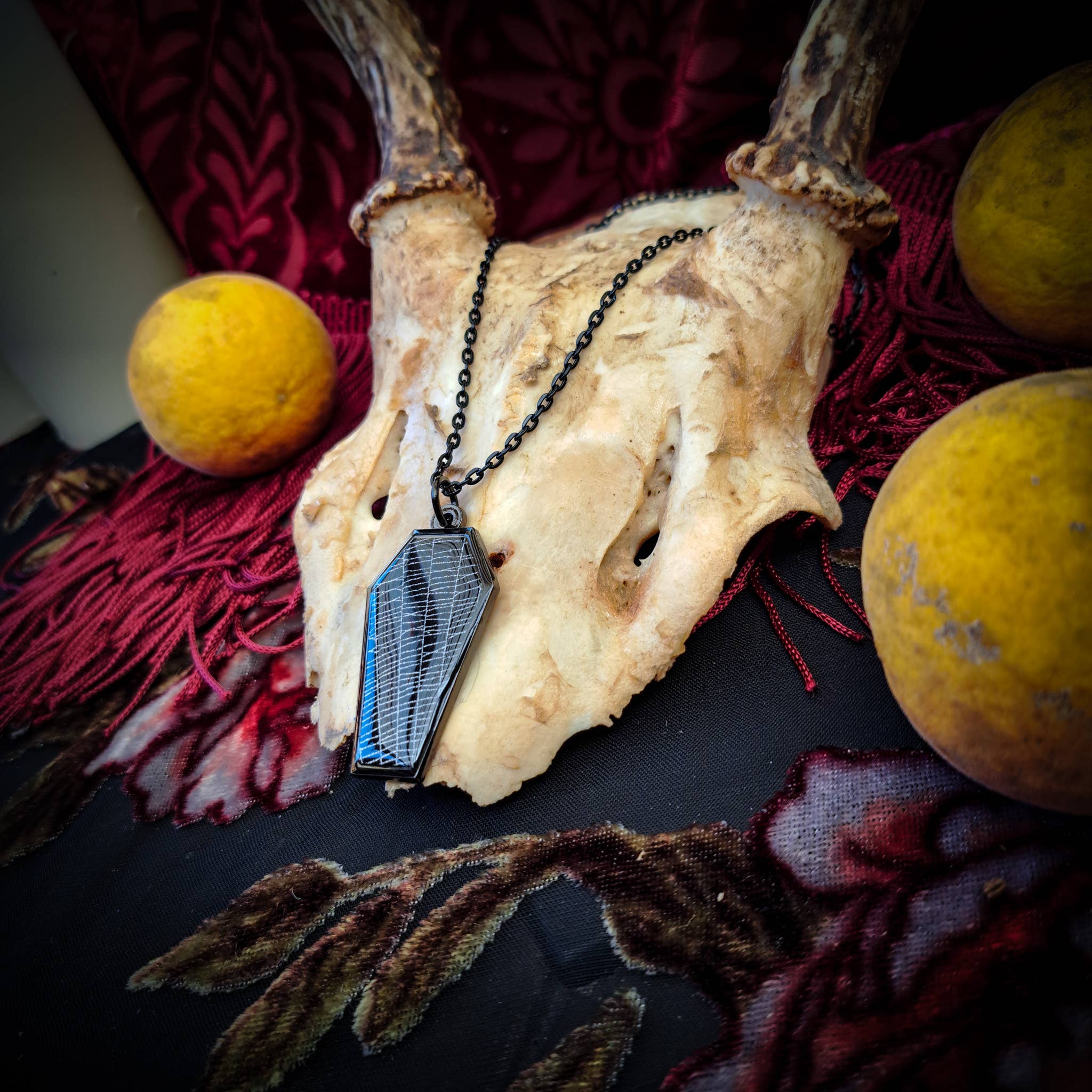 Real Spiderweb Coffin in Black (Necklace)