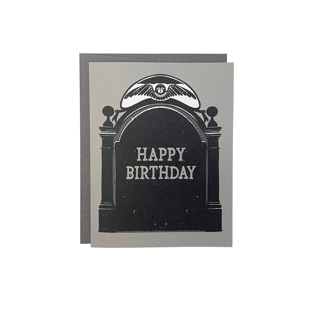 Classic Gravestone Happy Birthday Card,Goth Stationery