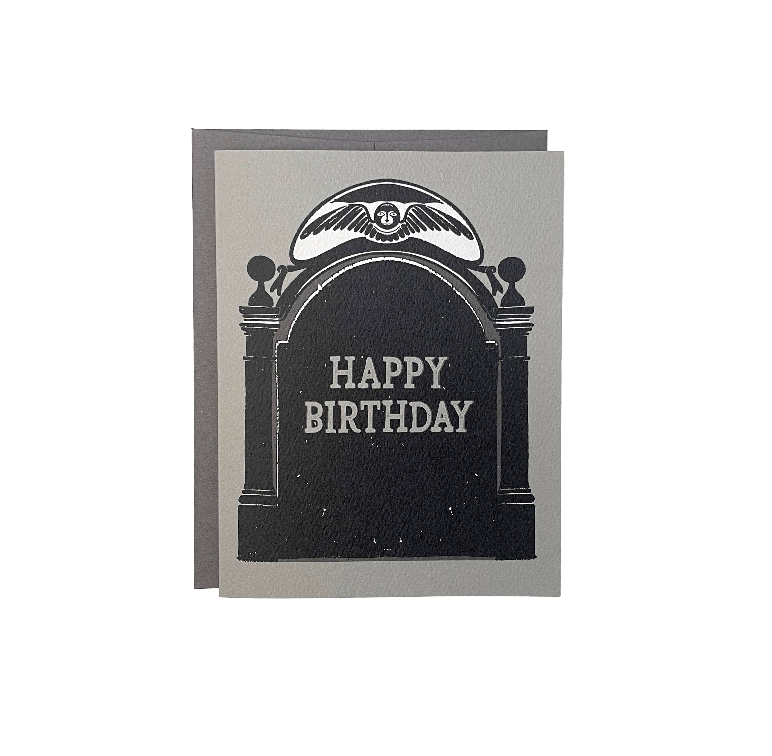 Classic Gravestone Happy Birthday Card,Goth Stationery