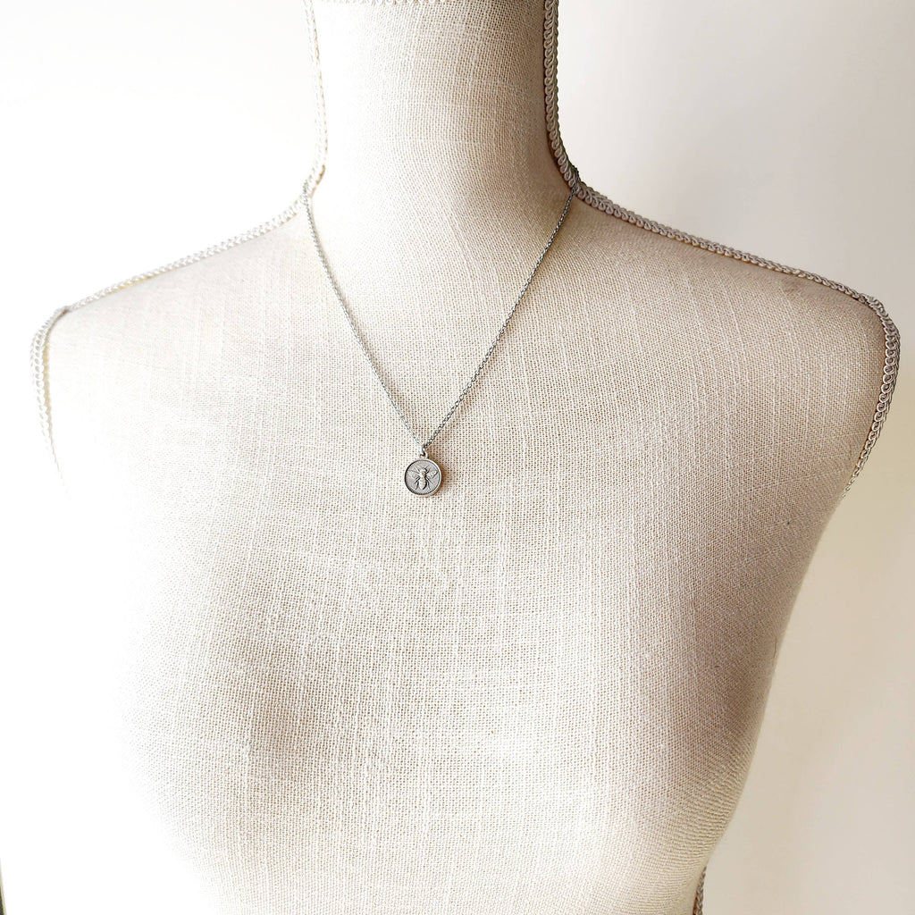 Silver Honeybee Coin Necklace