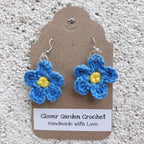 Crochet Cotton Forget Me Not Flower Drop Earrings