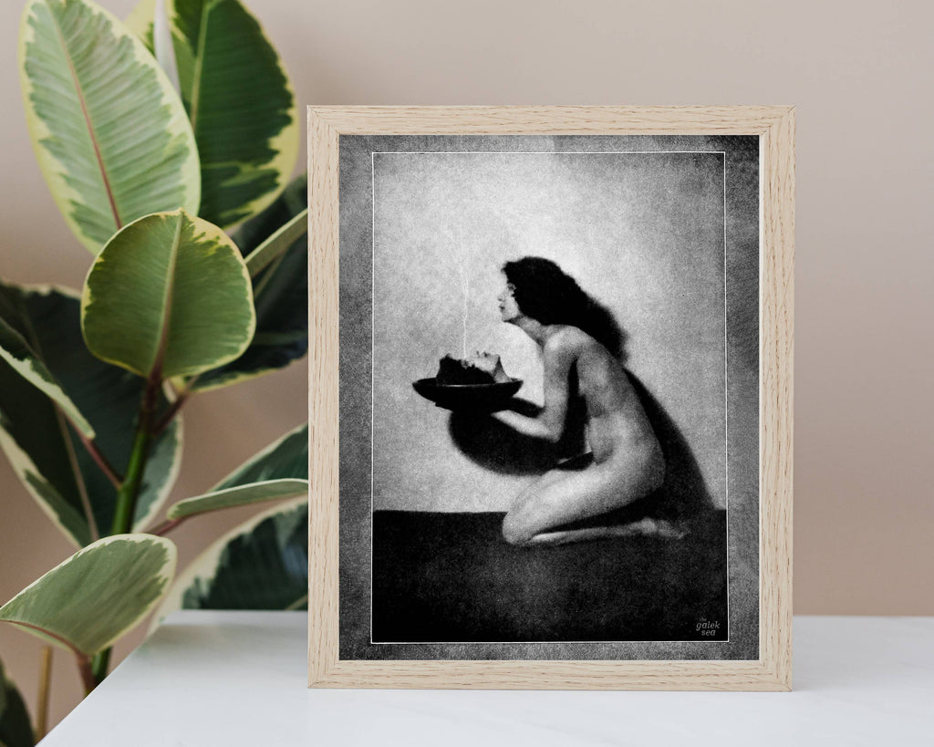 Lady With Head In A Bowl Print