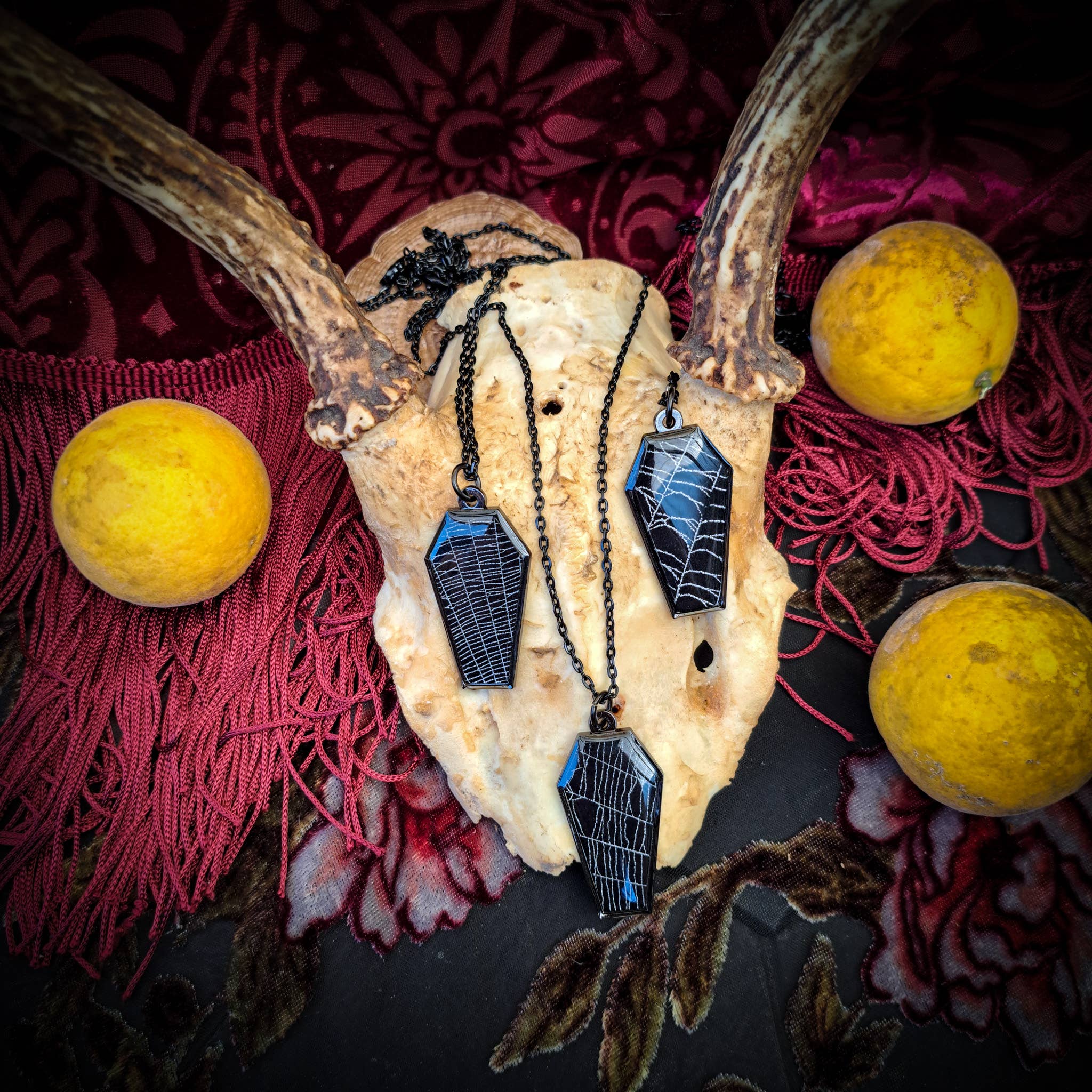 Real Spiderweb Coffin in Black (Necklace)